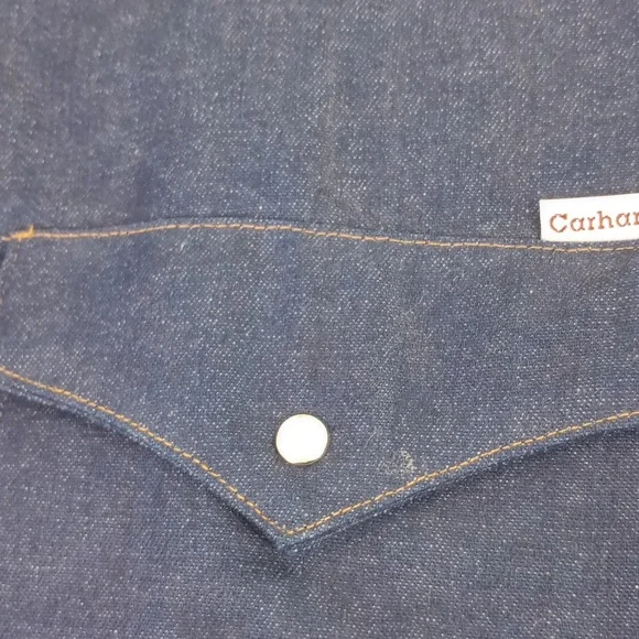Carhartt Western Shirt 8.5oz Cotton Heavy Duty Pearl Snap Size 20x36 (3x-4x) - Picture 8 of 11